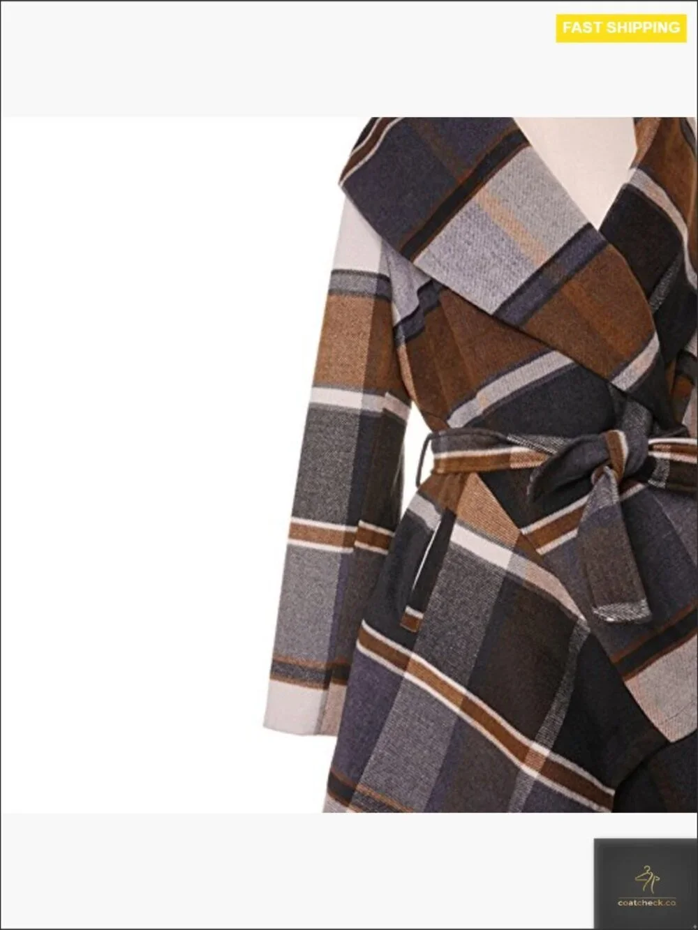 Turn Down Shawl Collar Asymmetric Hemline Wool Blend Coat Open Front Long Sleeve
